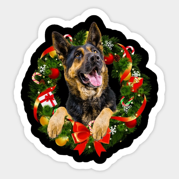 Funny German Shepherd Christmas Wreath Ornament Sticker by Magazine